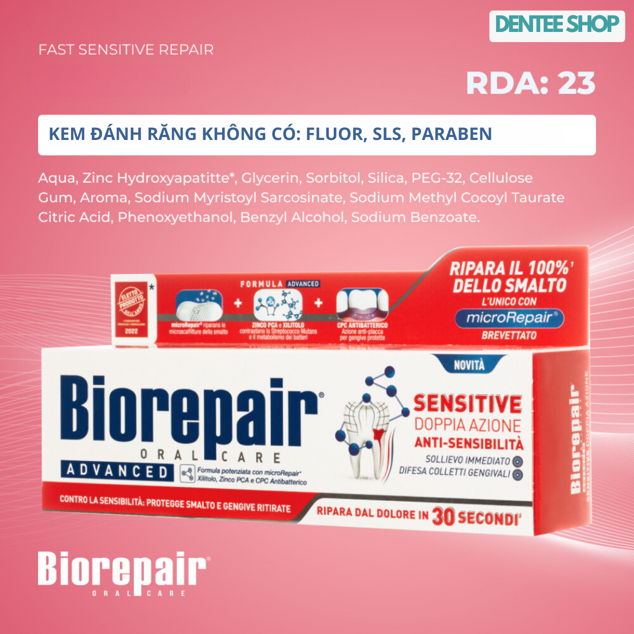 Kem đánh răng cho răng nhạy cảm Biorepair Sensitive 75ml
