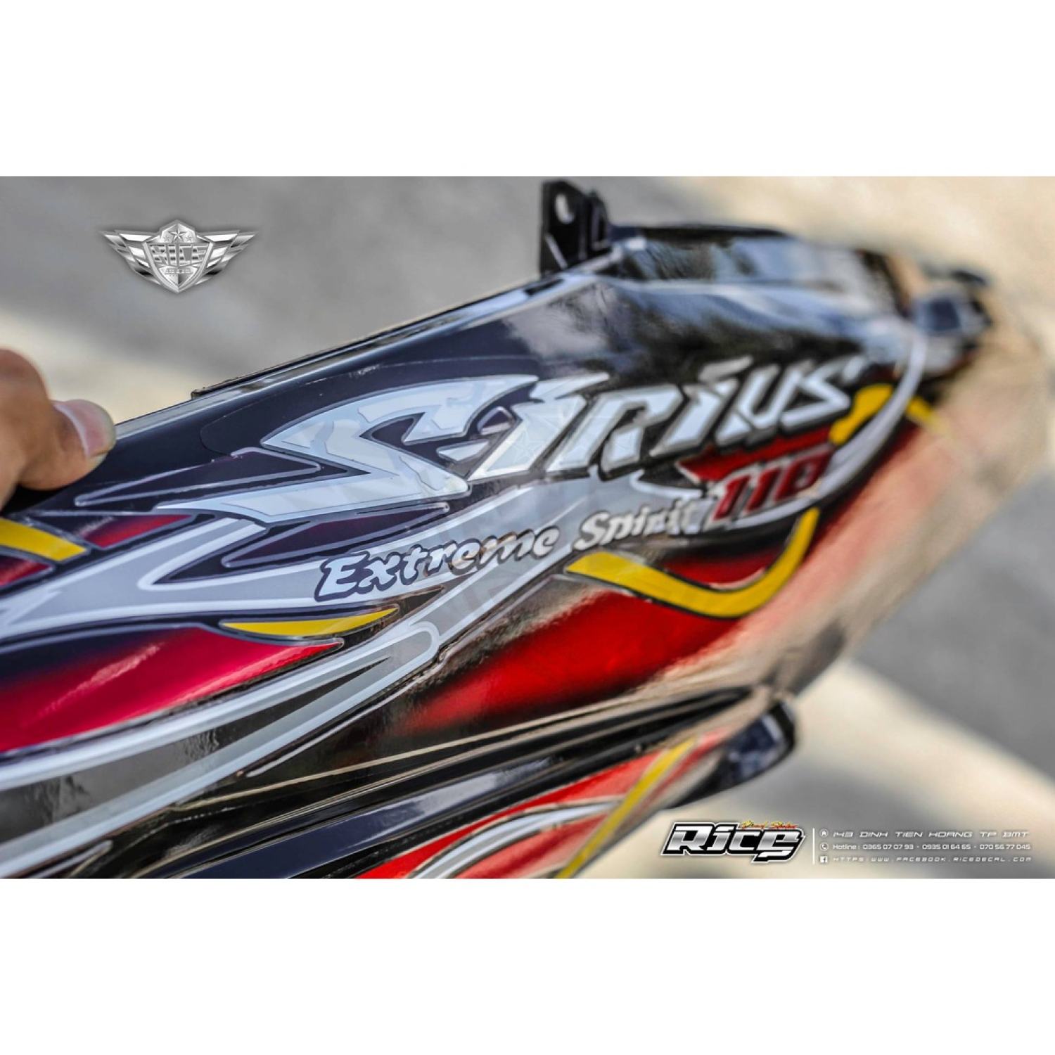 Tem Sirius Đỏ candy Sau đen S thái Dây thừng ( Tem in thường mẫu rice decal gốc )