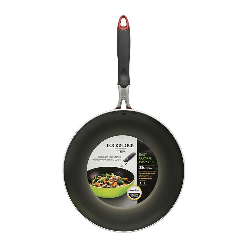 Chảo Sâu Lòng Đáy Từ E-Cook Deco Lock&Lock LED2285-IH 28cm (Đỏ - Dùng với bếp từ và mọi loại bếp)