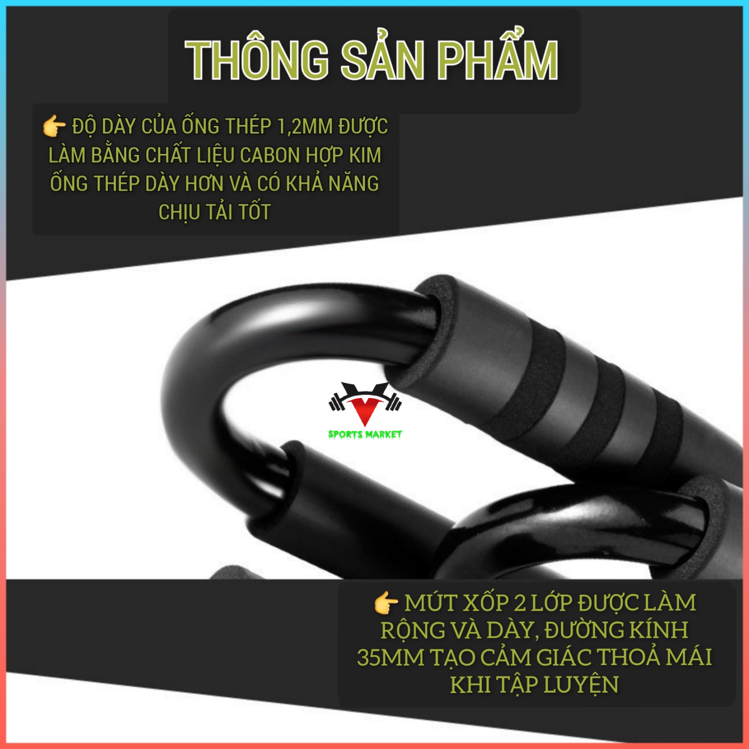 Dụng Cụ Tập Hít Đất Cao Cấp, Dụng Cụ Chống Đẩy Đa Năng (Chất Liệu Thép Cabon)