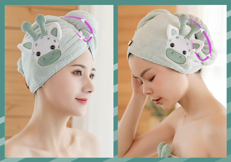(MTD07) Khăn quấn tóc, mũ trùm đầu thấm nước làm khô tóc