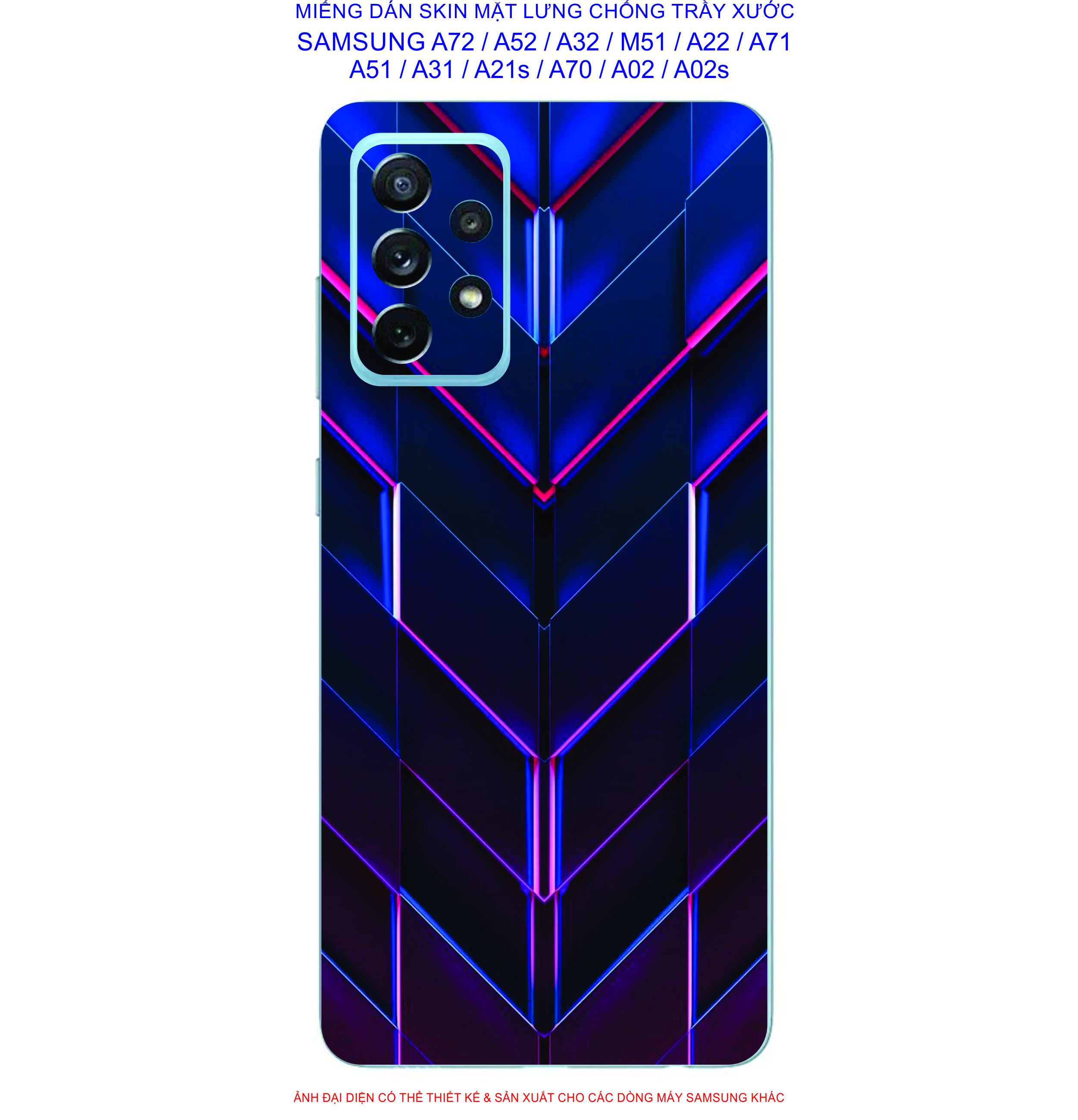 Miếng Dán Skin mặt lưng SAMSUNG A72 / A52 / A32 / A22 / M51 / A71 / A51 / A31 / A21s / A12 / A02 / A02s chống trầy xước