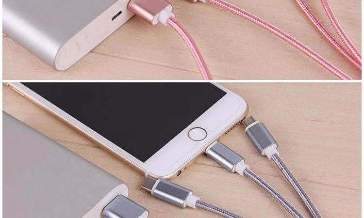 Dây sạc 3 trong 1 đa năng (microUSB - Lightning và Type-C) dây dù