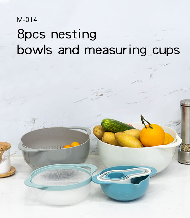Bộ thau rổ, thố trộn nhà bếp 8 món đa năng