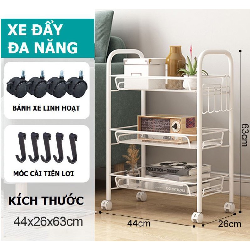 Kệ Spa 3 Tầng khay Mắt Lưới Có Bánh Xe