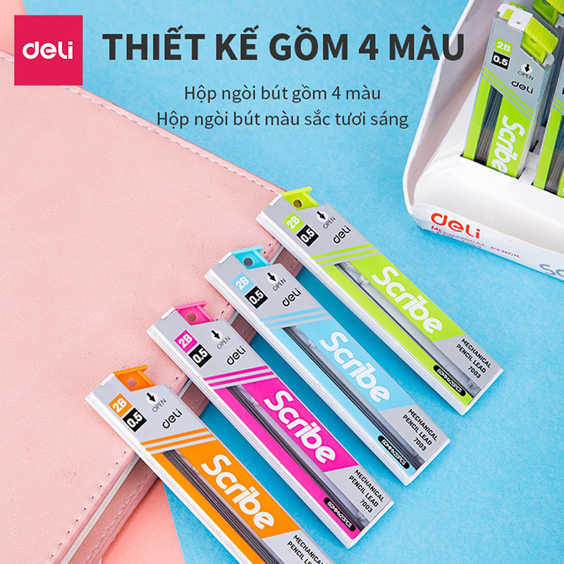 Ruột chì kim 0.5/0.7mm 2B 7003/7004 (Deli)