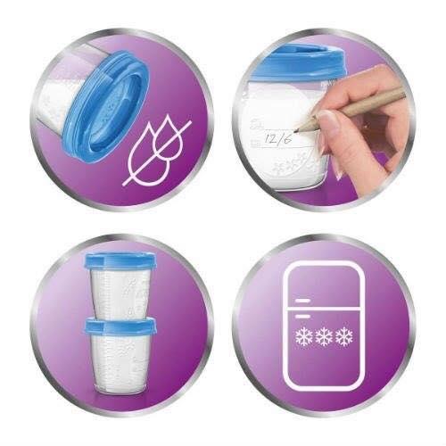 Cốc trữ sữa kèm 2 cổ bình Philips AVENT 180ml (Bộ 10 cốc)