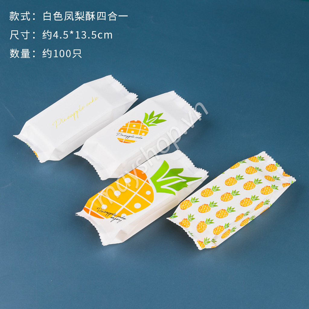 100 Túi bánh dứa nền hình quả dứa vàng
