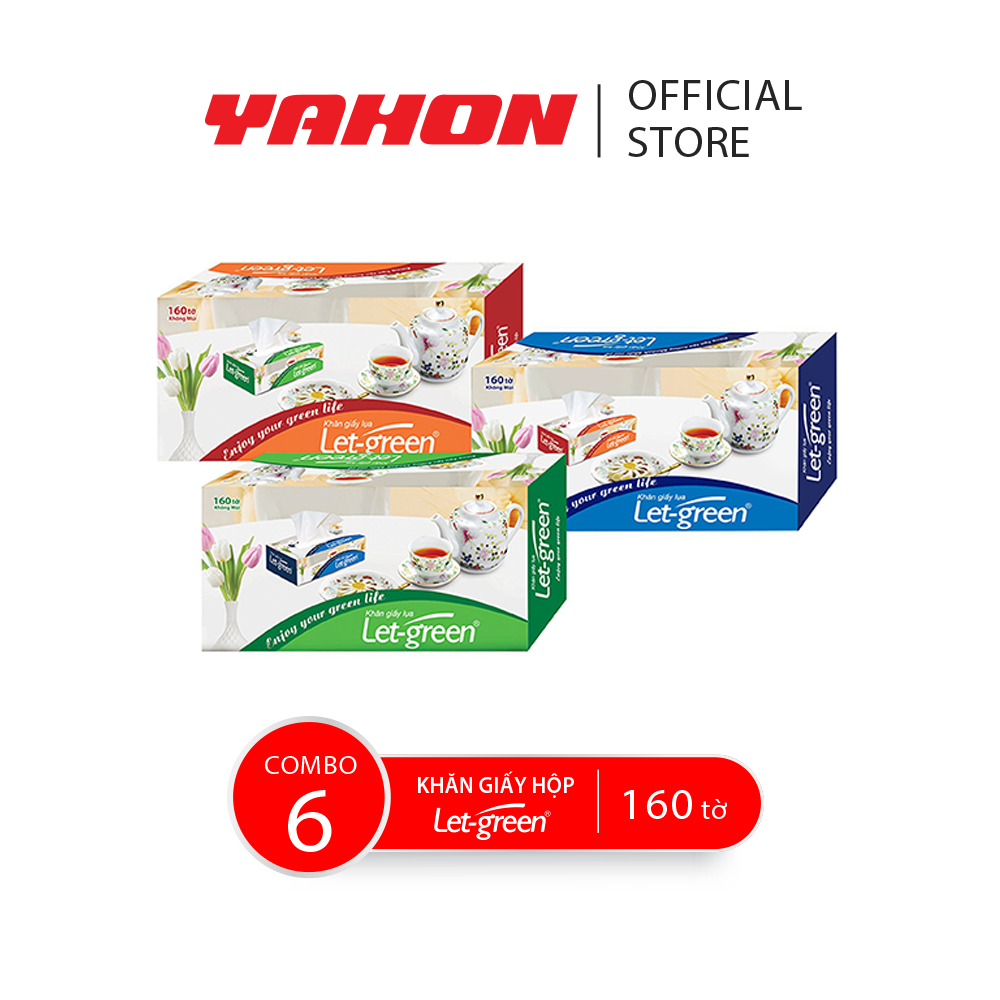 Combo 6 Hộp Khăn Giấy LET-GREEN, 160 Tờ/Hộp