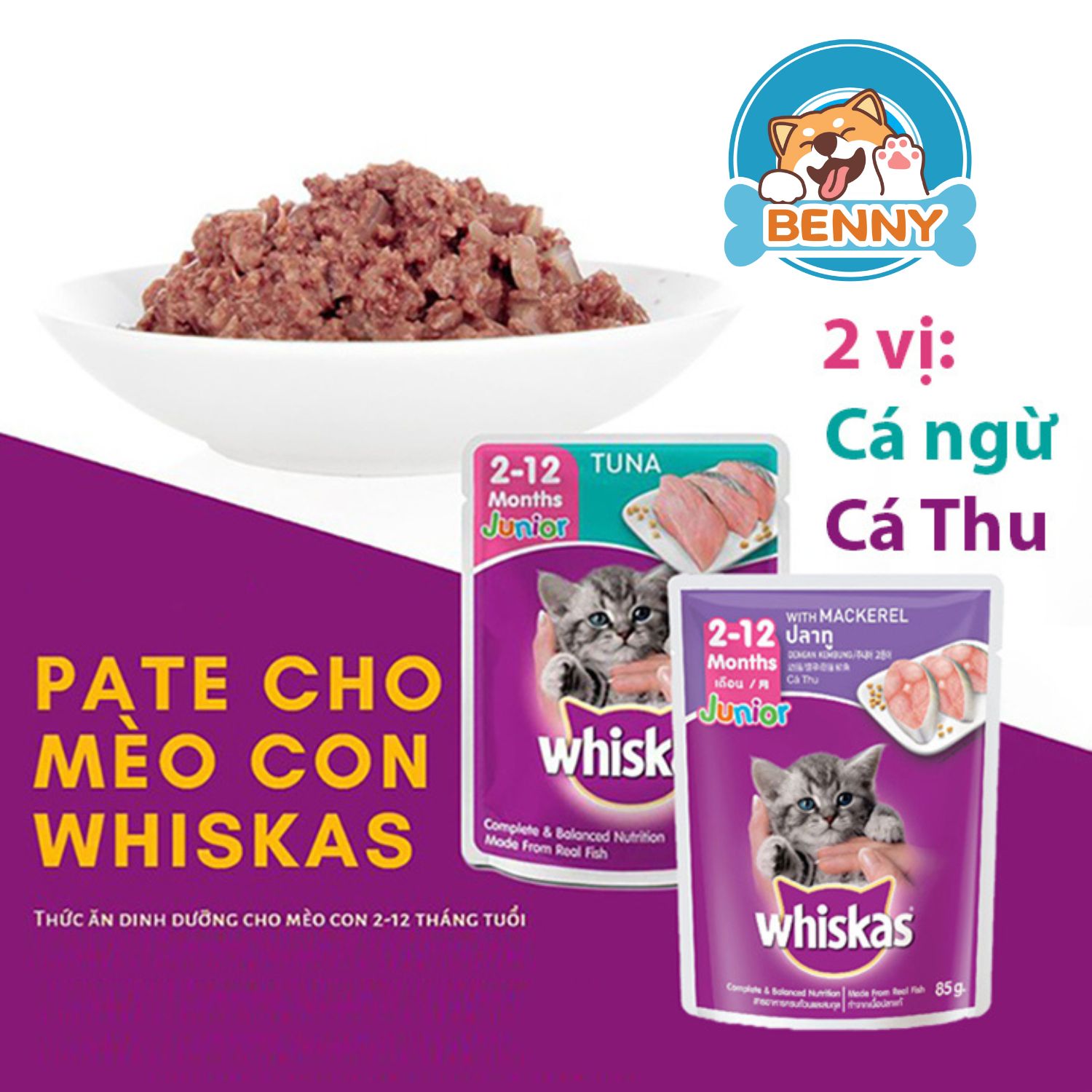 Pate Cho Mèo Con Whiskas Junior Gói 80g