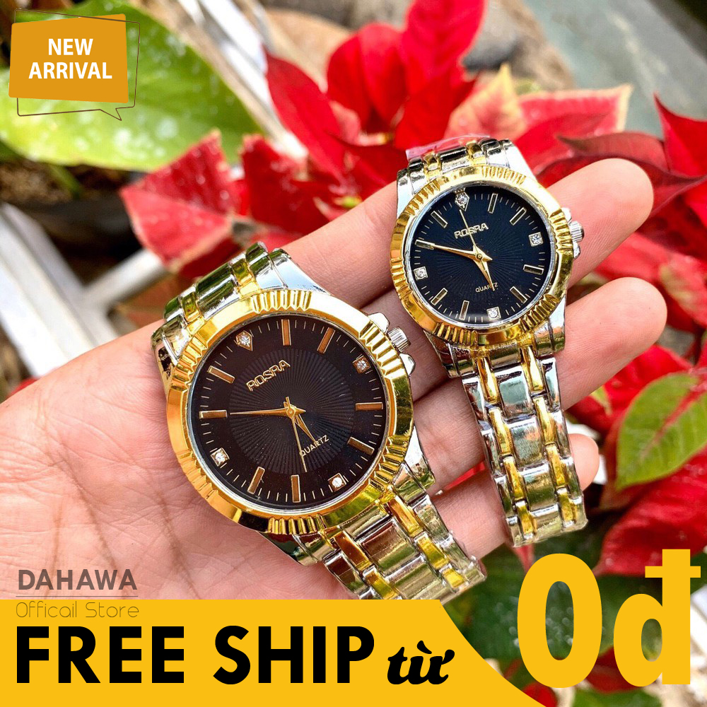 Đồng Hồ Thời Trang Nam Nữ ROSRA R79, Đồng Hồ Cặp Đôi Siêu Hot 2020, Mặt Tròn Gạch, Dây Demi Bạc Phối Chỉ Vàng, 2 Màu Lựa Chọn, Kháng Nước Nhẹ (Bảo Hành 6 Tháng)