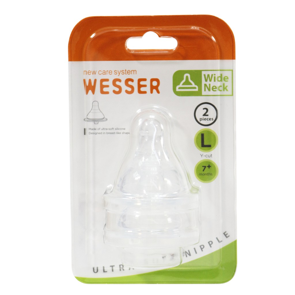 Núm vú Wesser, Núm vú cổ rộng silicone siêu mềm cho bé Size S,M,L