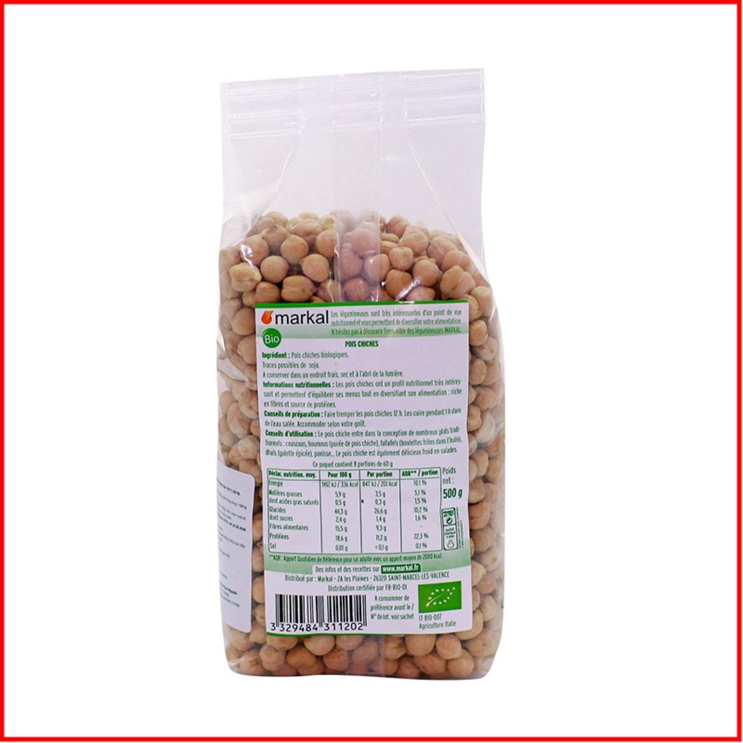Đậu Gà Hữu Cơ Markal Pháp Gói 500g