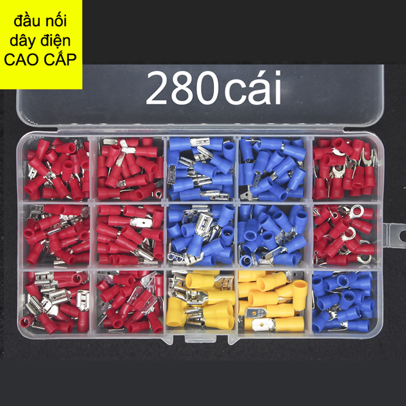 Hộp 280 đầu nối dây điện CAO CẤP nhiều kiểu lớn nhỏ khác nhau