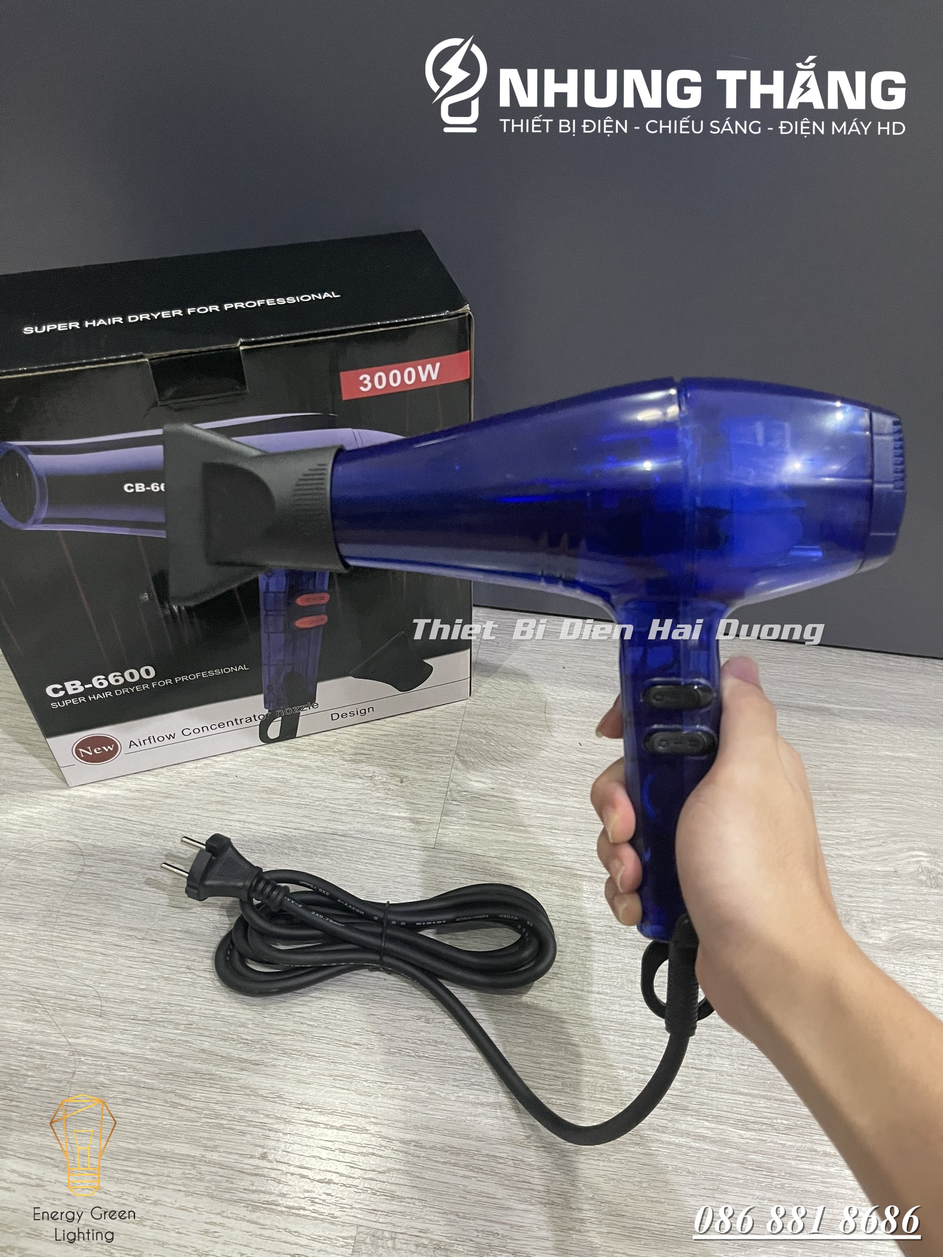 Máy sấy tóc cao cấp ChaoBa CB-6600 2 chiều 3000W (Bảo hành đổi mới 1 năm)