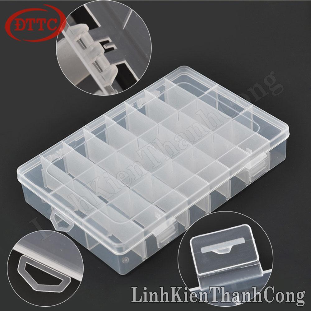 Hộp Nhựa Đựng Linh Kiện 24 Ngăn 19.5x13.2x2.2cm