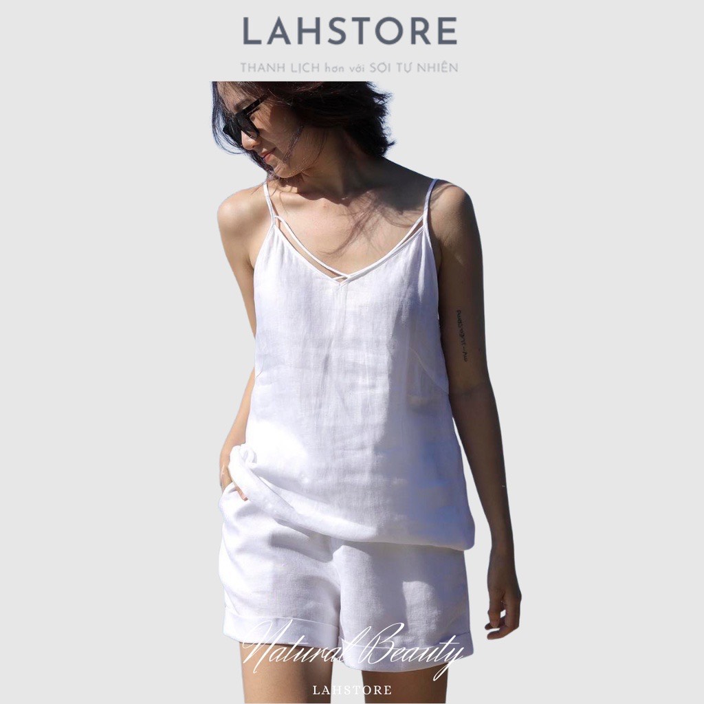 Áo 2 dây nữ SLINEN linen tưng cao cấp mềm mát thiết kế basic (Trắng)