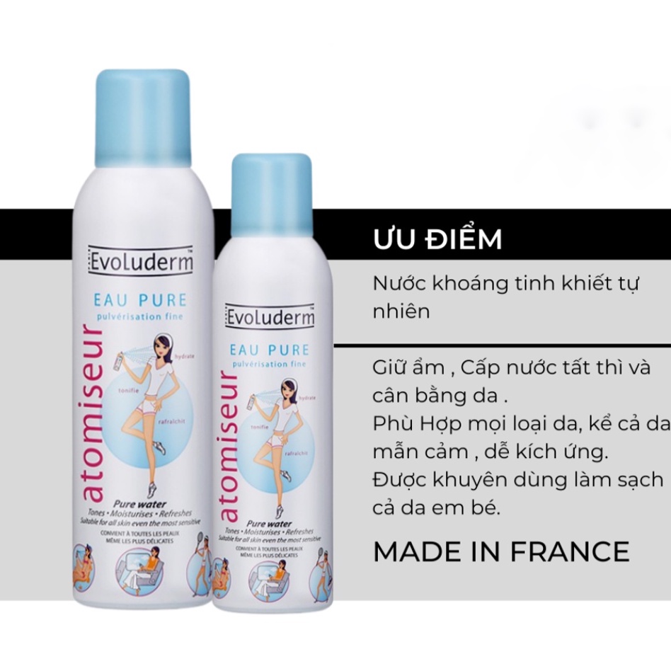 Xịt Khoáng Evoluderm Atomiseur Eau Pure Dưỡng Da, Cấp Ẩm 150ML & 400ML - 𝗠𝗮𝗺𝗮𝗽𝘂𝗸𝗮