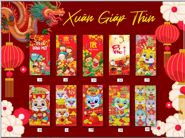 Combo 50 chiếc lì xì mẫu mã mới nhất năm 2024