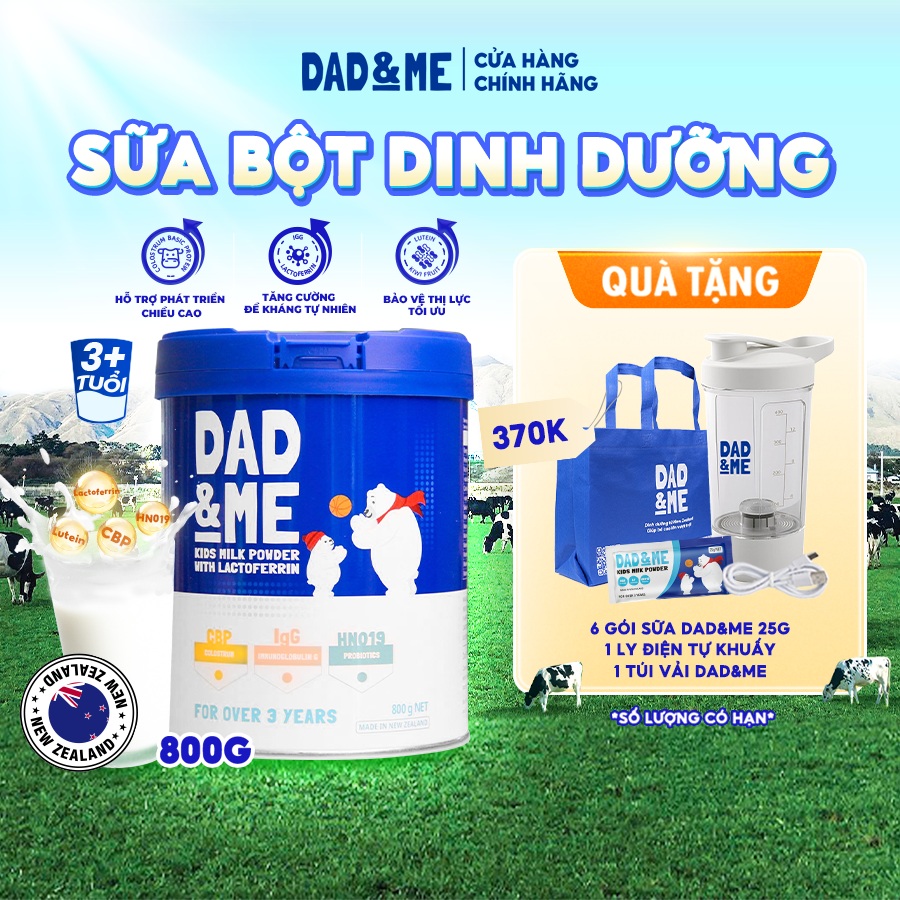 Sữa bột DAD & ME cho trẻ từ 3+ tuổi (800g) - nhập khẩu New Zealand, phát triển toàn diện cho bé