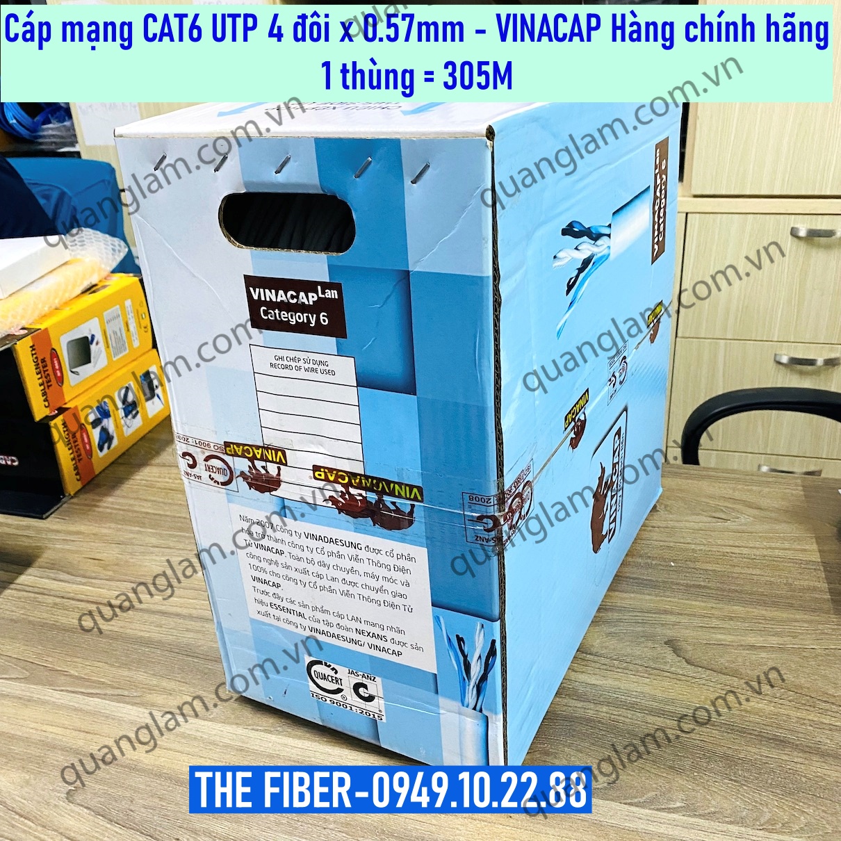 Cáp mạng CAT6 UTP 4 đôi 0.57mm - VINACAP (1 thùng 305M)