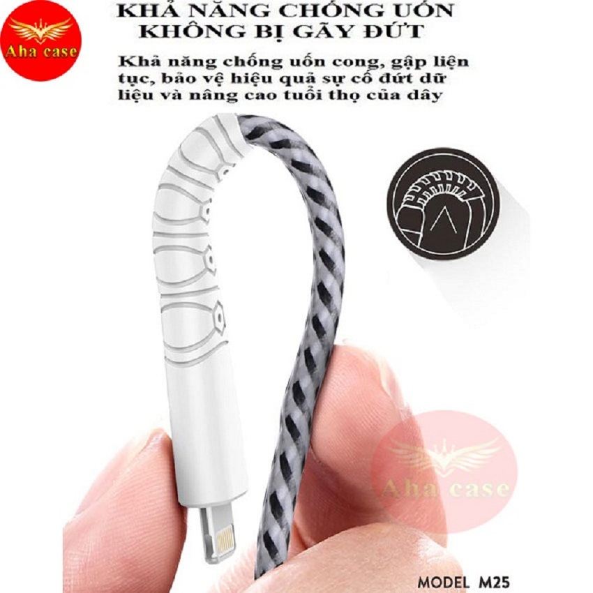 [Cáp Sạc Dù Chống Đứt] SIÊU BỀN -CHÍNH HÃNG SD M25 ✓Dây sạc Iphone Android Type C BH 12 Tháng 1 đổi 1