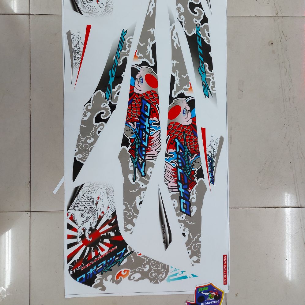 [HCM]Tem rời mẫu cá chép dán xe Exciter nhỏ 2010