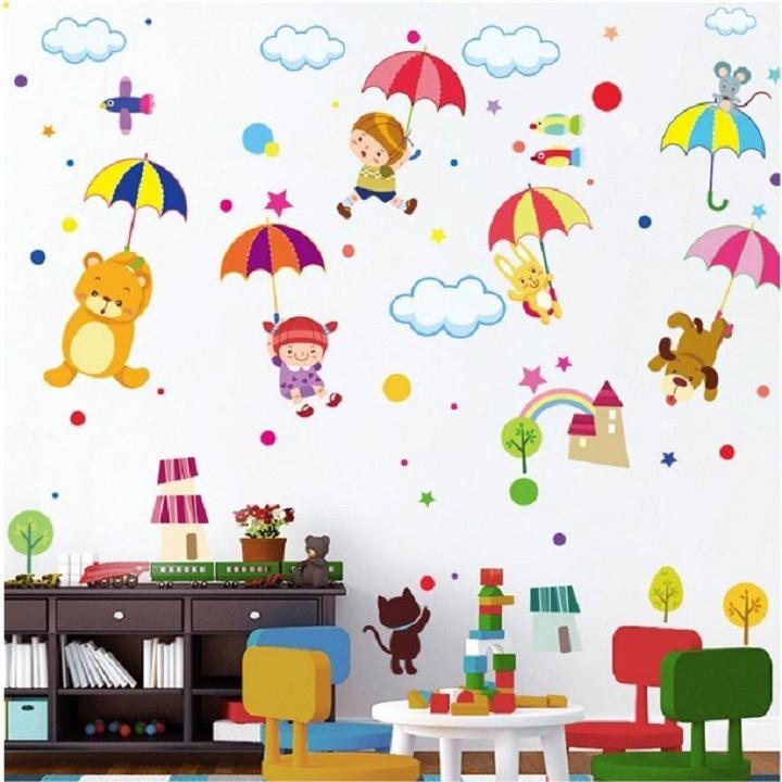 [HCM]Decal dán tường thú thả dù