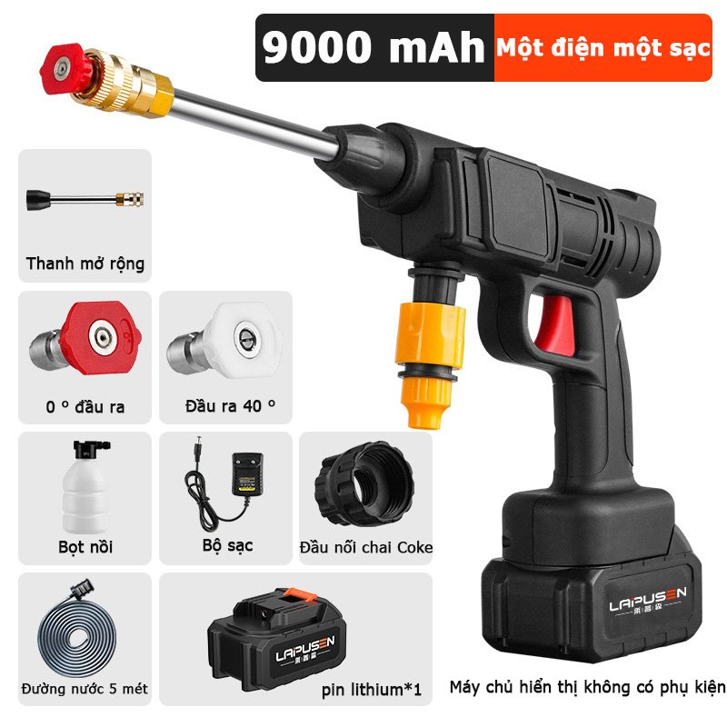 Máy rửa xe dùng pin mini, Máy xịt rửa tăng áp