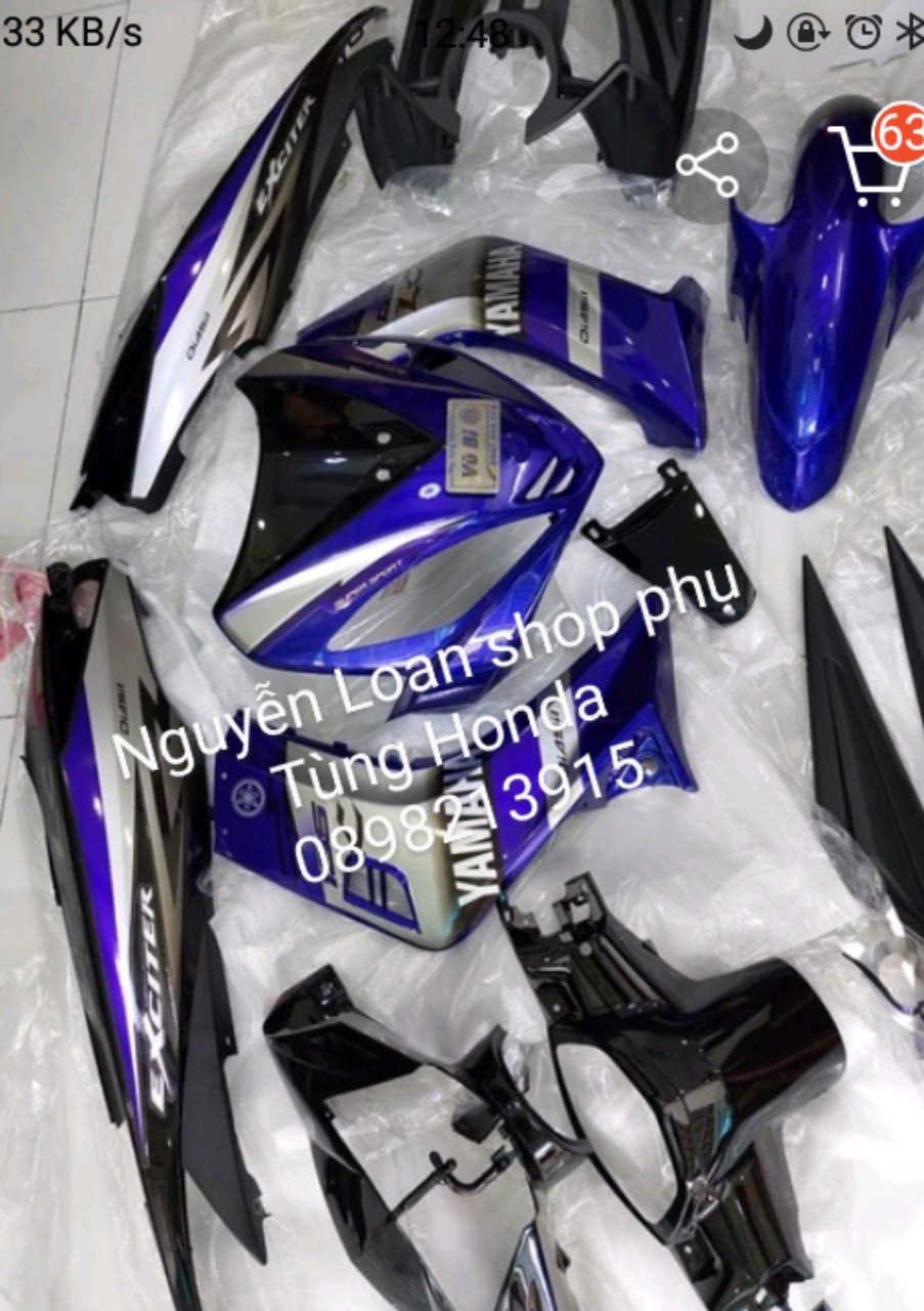 YAMAHA - DÀN ÁO CHO XE MÁY EXCITER 135 ĐỜI 2006 - 2010 MÀU ĐEN XANH GP FULL DÀN MÀU 12 MÓN LUÔN TEM ,CÓ ĐỦ MÀU