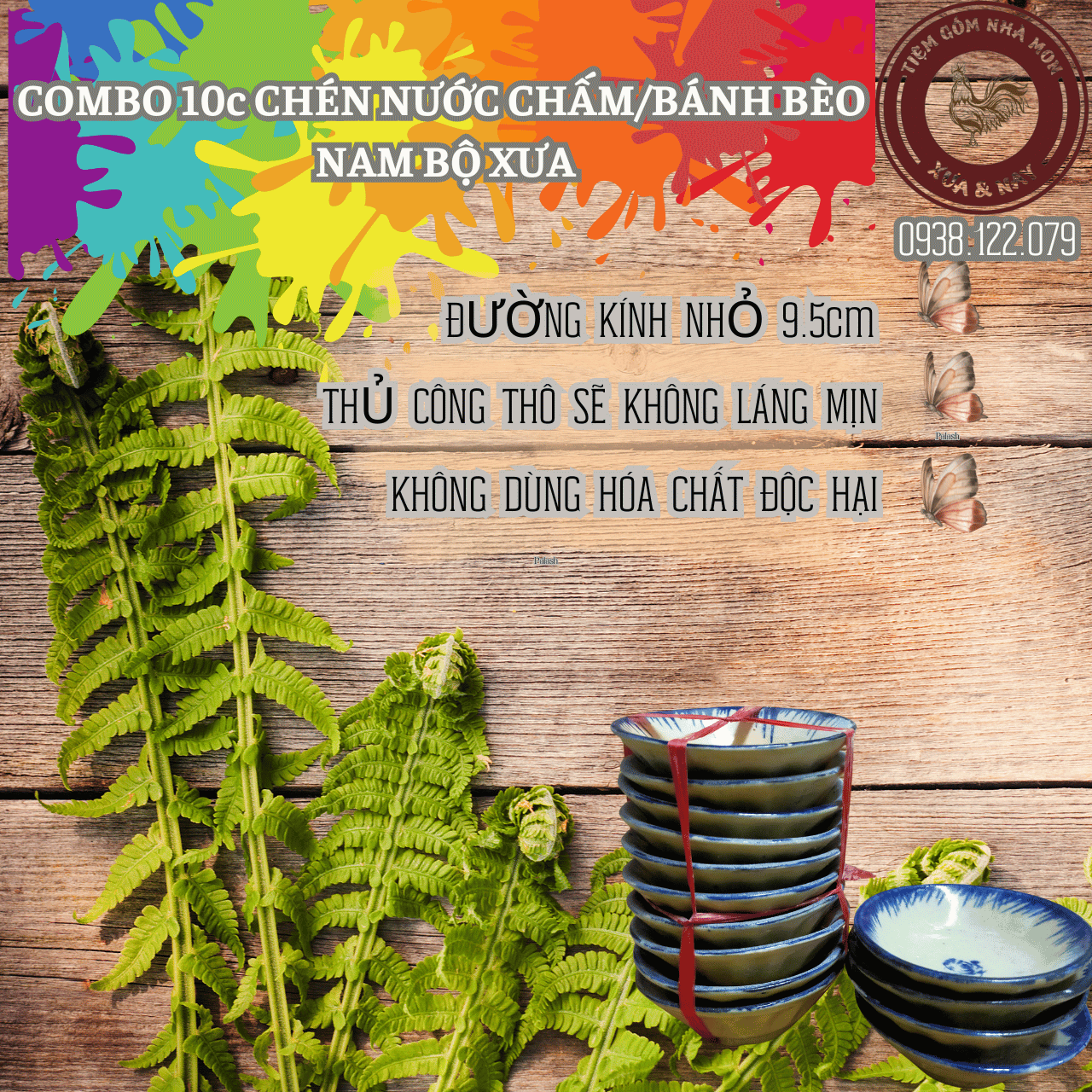 BỘ 10c CHÉN CHẤM/BÁNH BÈO HOA MAI/MỘC