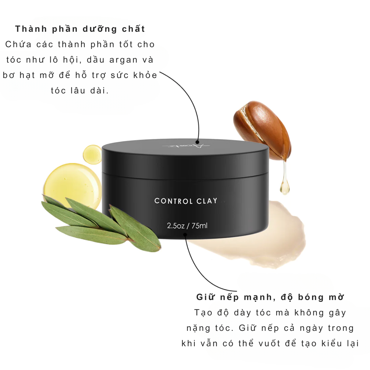 Sáp vuốt tóc Forte Series Control Clay 20ml - 75ml | Tạo kiểu tóc nam