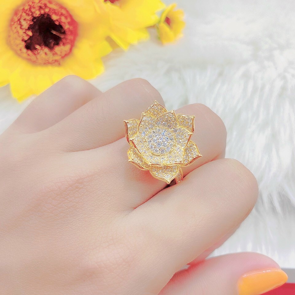Nhẫn Nữ Hoa Cánh Sen 2 Tầng - Nhẫn Nữ Đẹp Thời Trang - Bền Màu, Thiết Kế Chắc Chắn Giống Thật - UN77187 - QJ - Dùng Đeo Đi Tiệc Làm Quà Tặng Ý Nghĩa