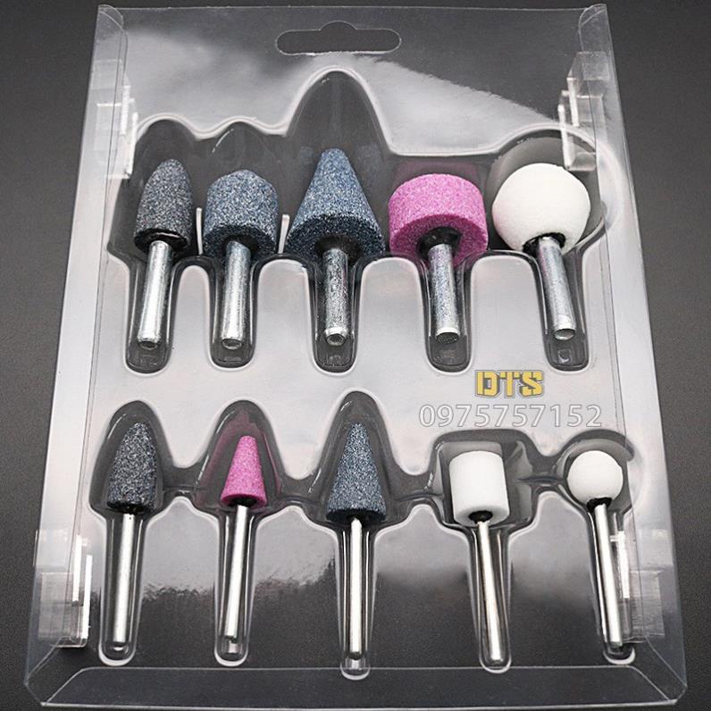 Bộ 10 mũi đá mài mini dùng cho máy khoan điện đa năng cầm tay, mũi doa lỗ, mài lỗ, mài chi tiết, mài khuôn, mài mối hàn