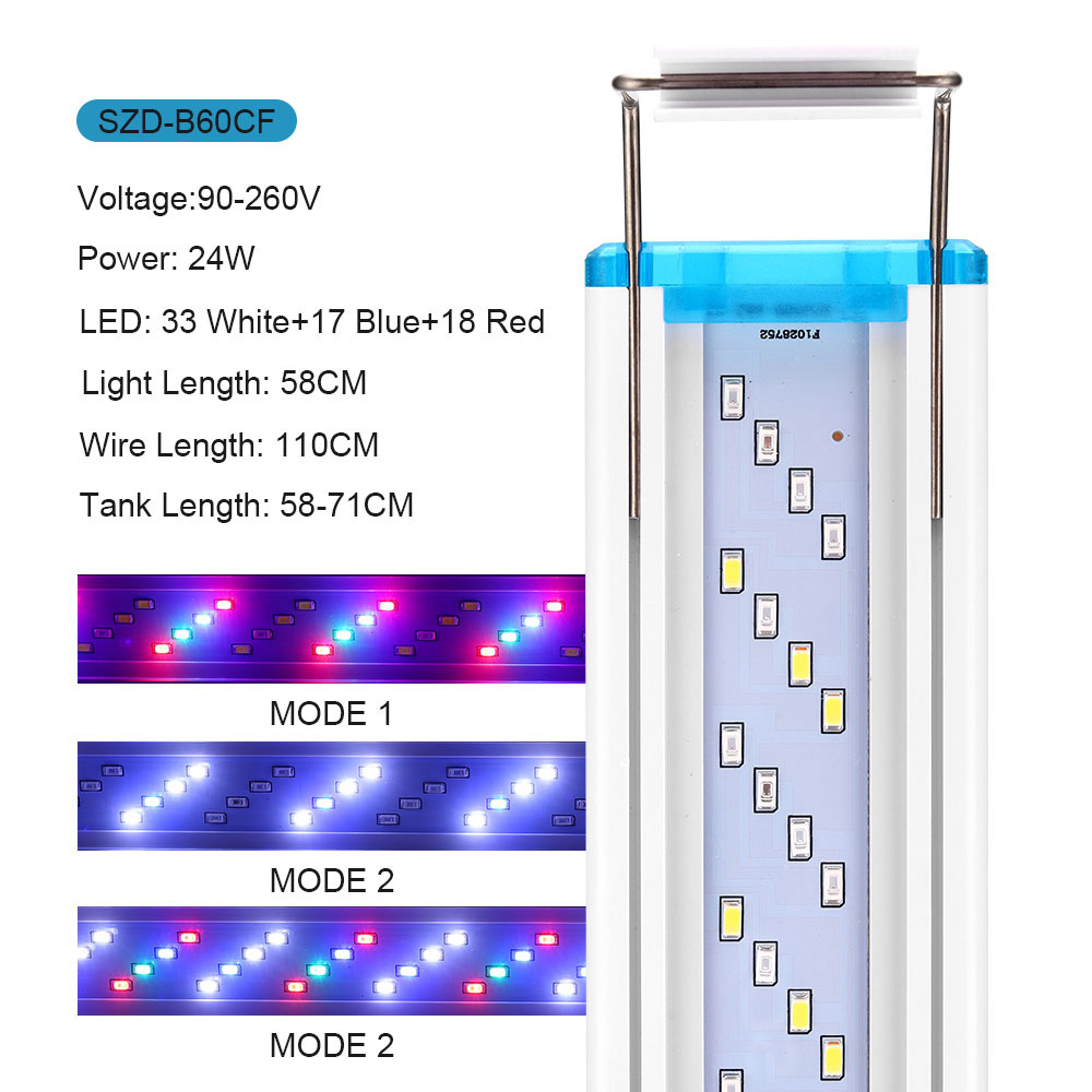 Đèn cá cảnh siêu mỏng tăng độ sáng ba màu có thể điều chỉnh đèn cảnh quan cỏ nước đèn giá đỡ bể cá led đèn chiếu sáng