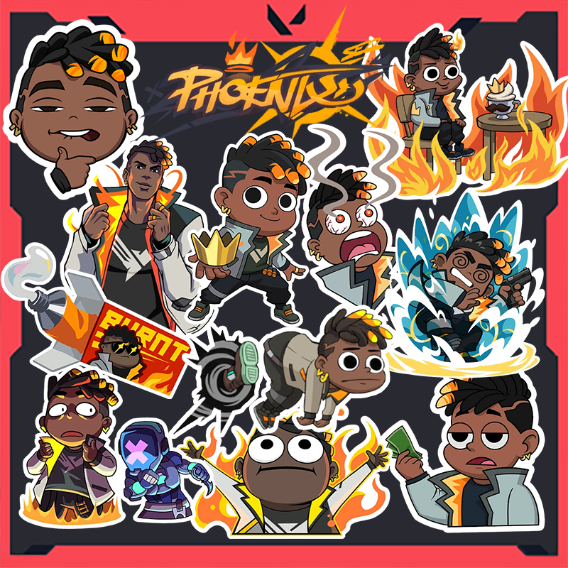 Sticker Valorant - Hình dán Agent Phoenix (set 12 hình)