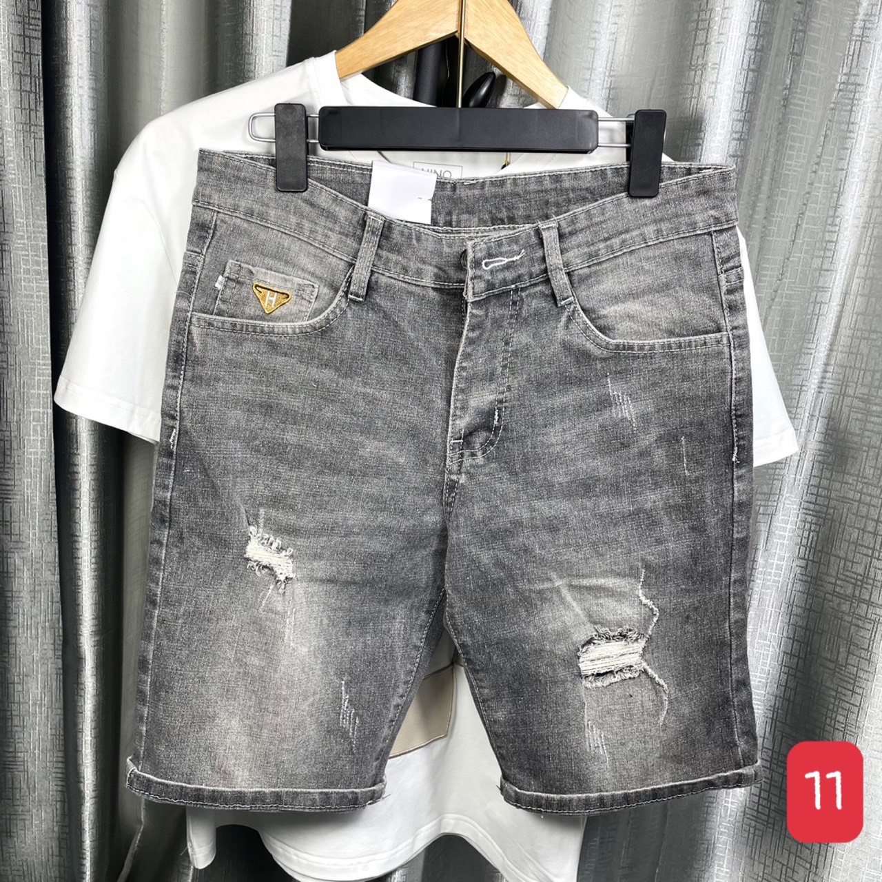 HOÀN TIỀN 15% - Quần short jean nam màu xám đen co giãn thời trang cao cấp TIENFASHION26 Ms3336