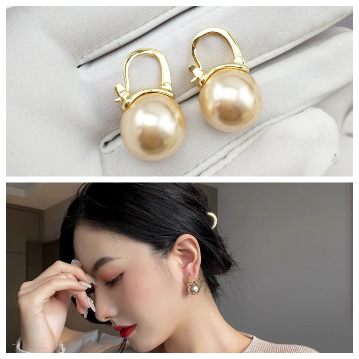 Bông tai ngọc trai thời trang cổ điển nữ tính dịu dàng bttrairetro2