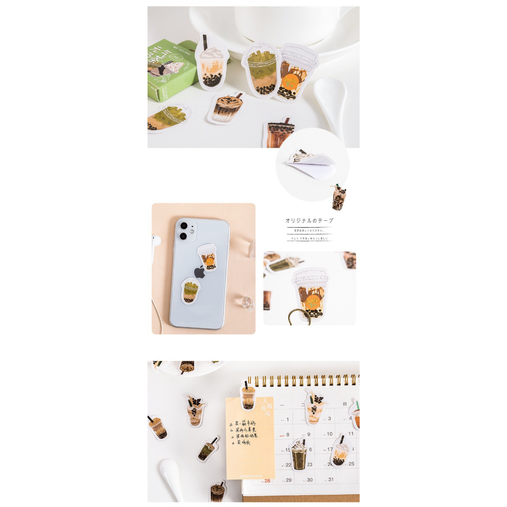 Bộ sticker/ Hình dán Hình Ly Trà Sữa Trân Châu Độc Đáo (45 Hình)