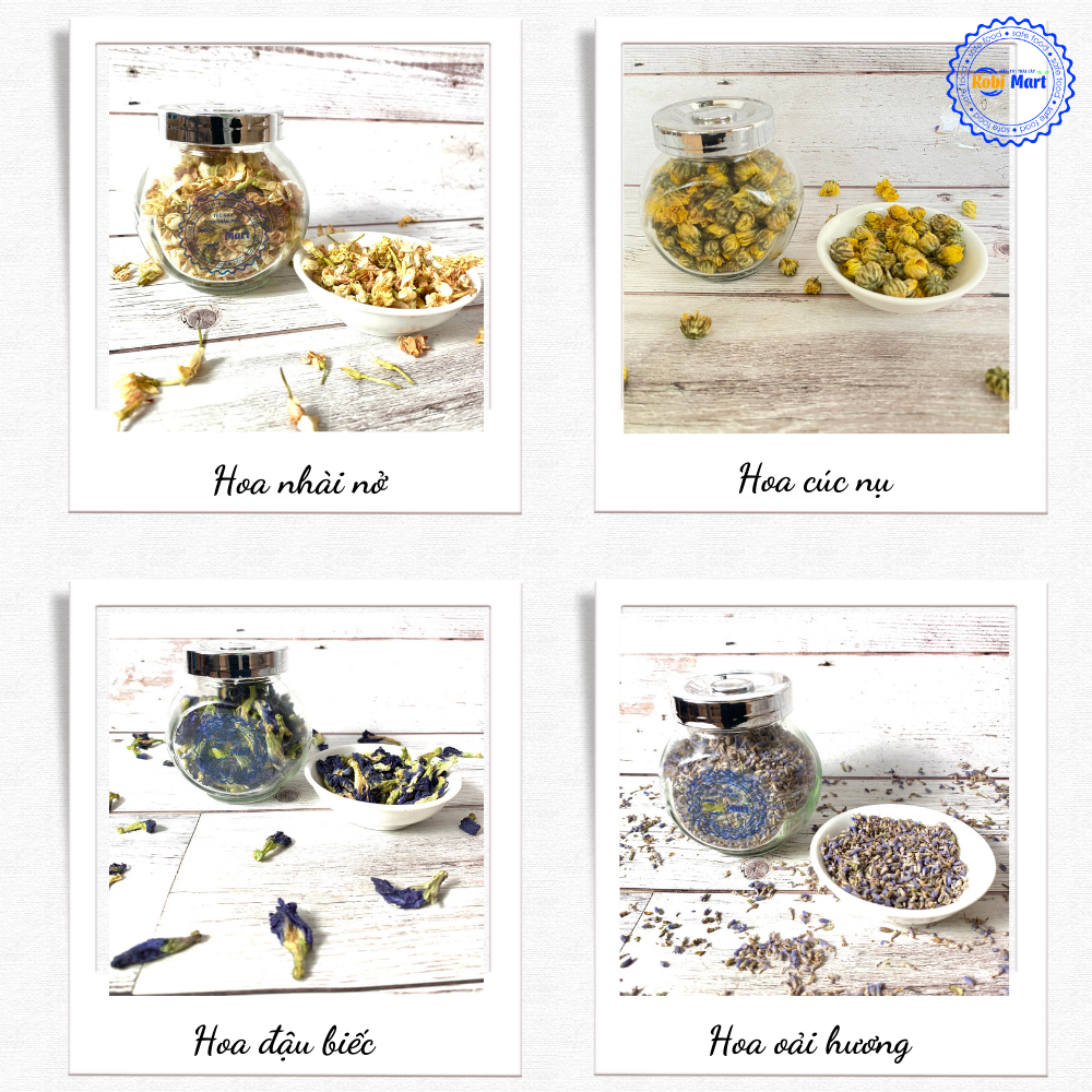 Trà hoa sấy khô robimart đẹp da (hoa nhài nở, cúc nụ, đậu biếc, oải hương)