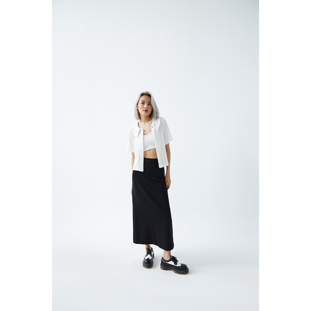 DOTTIE - Chân váy dài vải thun nữ DOTTIE đen - S0099