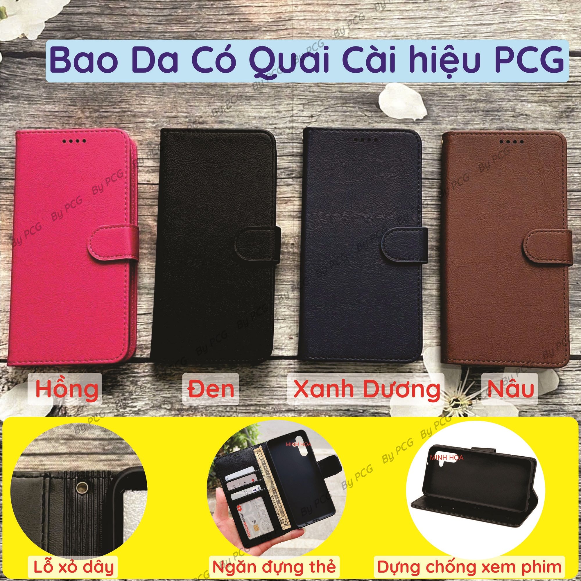 Bao da Vsmart Joy 2+ (Joy2 Plus) chất liệu da cao cấp, sang trọng, có ngăn chứa thẻ tiện lợi, nắp gập chống đỡ xem phim