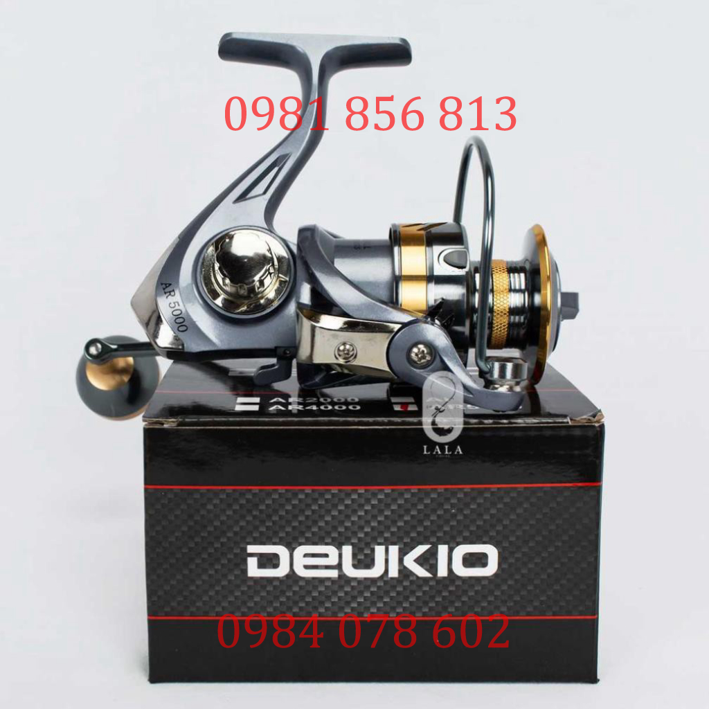Máy câu cá deukio ar size 3000 - 7000, tay quay độ núm kim loại