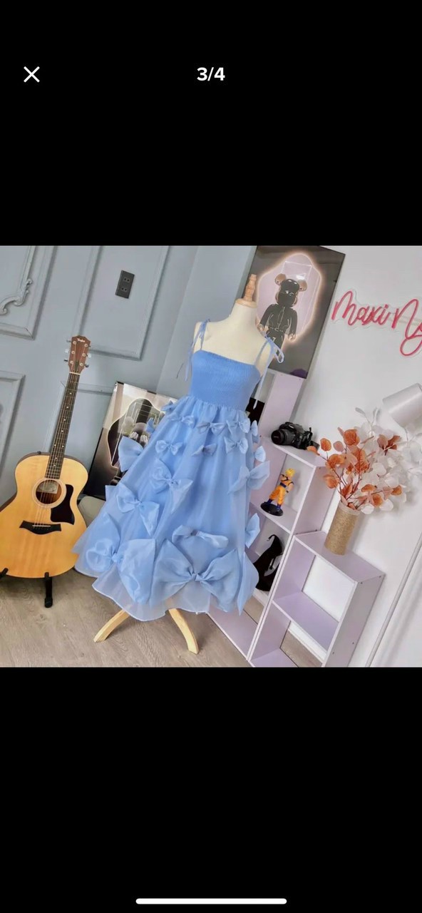 Đầm dự tiệc maxi kết nơ dáng xòe tròn