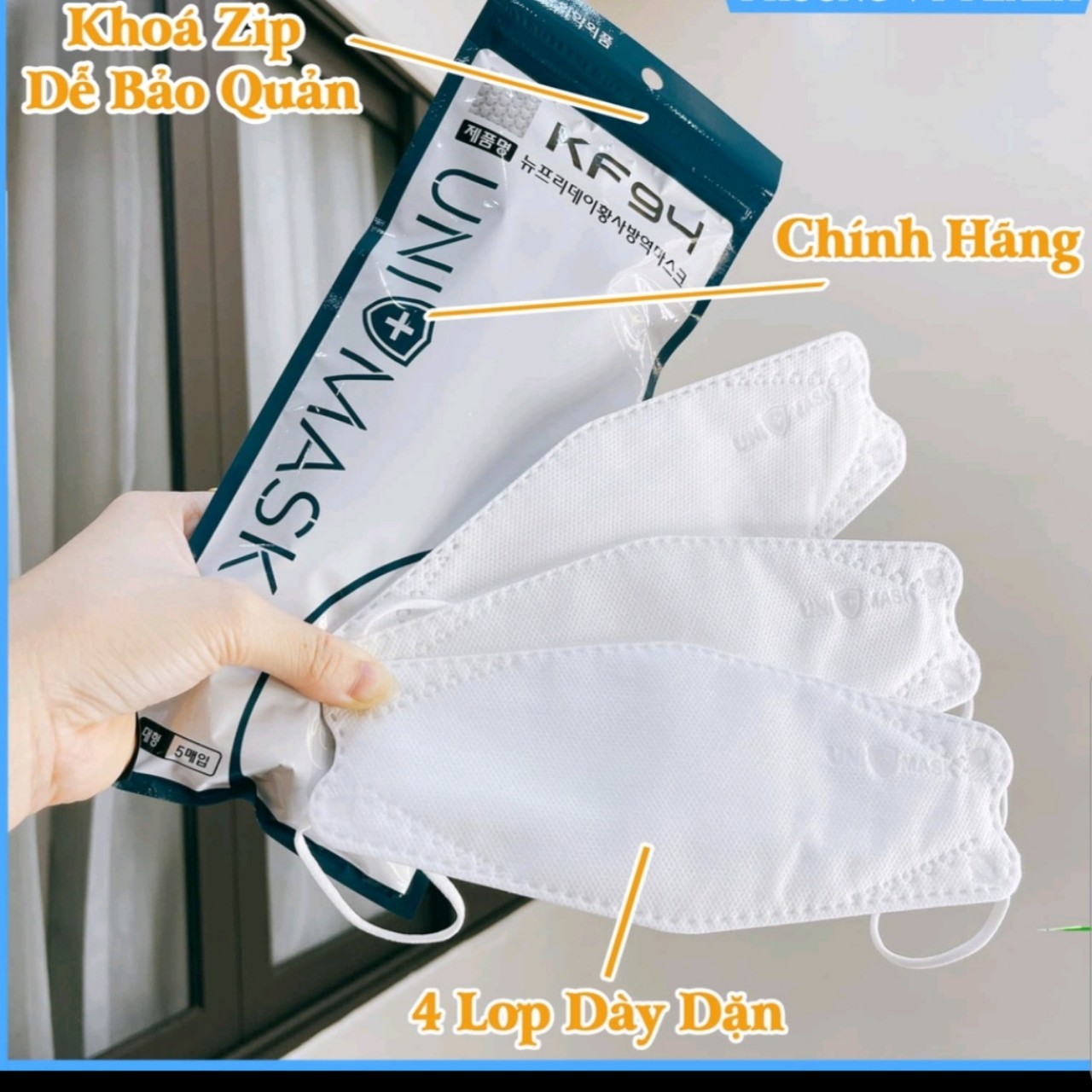 (combo 50 Chiếc Màu Trắng )-- Khẩu trang 4 Lớp KF94 UNI MASK