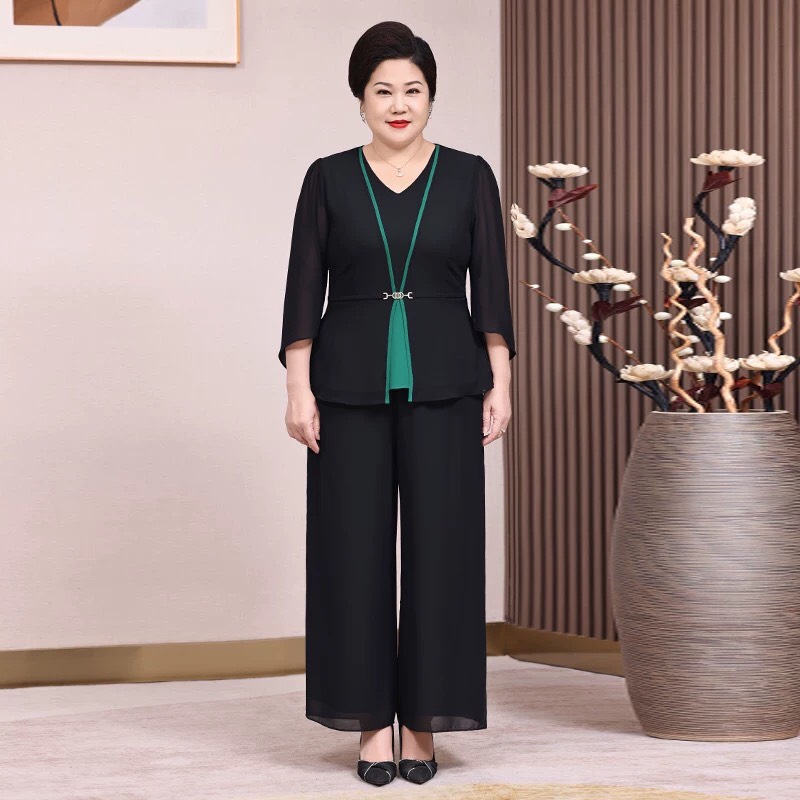 Bộ áo kèm quần trung niên sang trọng bigsize NQ1123-01