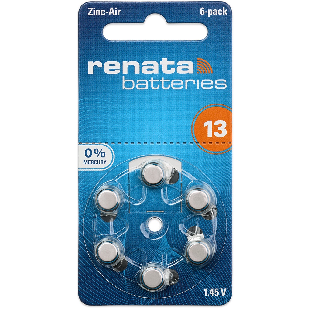 Pin máy trợ thính renata thụy sỹ pr48-13 chính hãng vỉ 6 viên