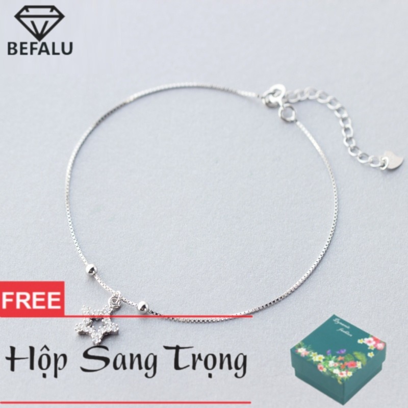Lắc Chân Nữ Bạc S925 Phong Cách Hàn Quốc Sao Đính Đá LC02 Lắc Chân FREESIZE