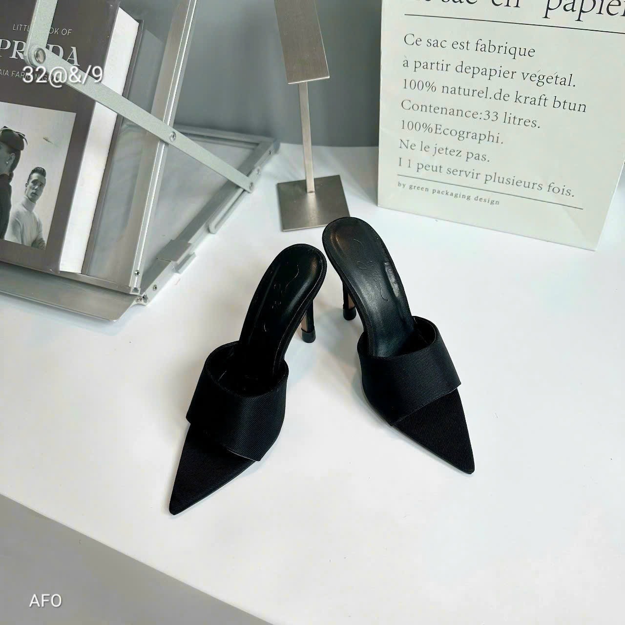 dép cao gót nhọn 9cm quai bọc jean hothit