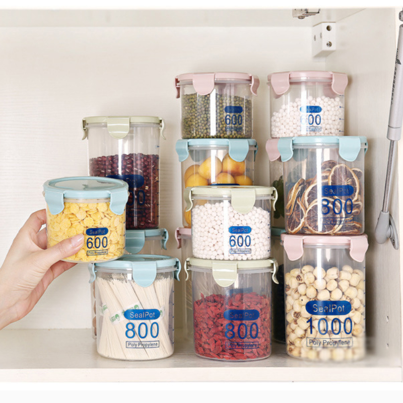 600ml, 800ml, 1000ml, 1500ml plastic convenient food container, kitchen storage jar